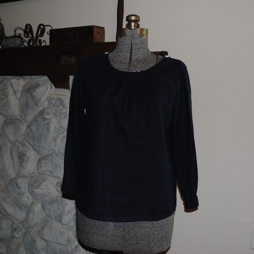 J CREW navy linen top